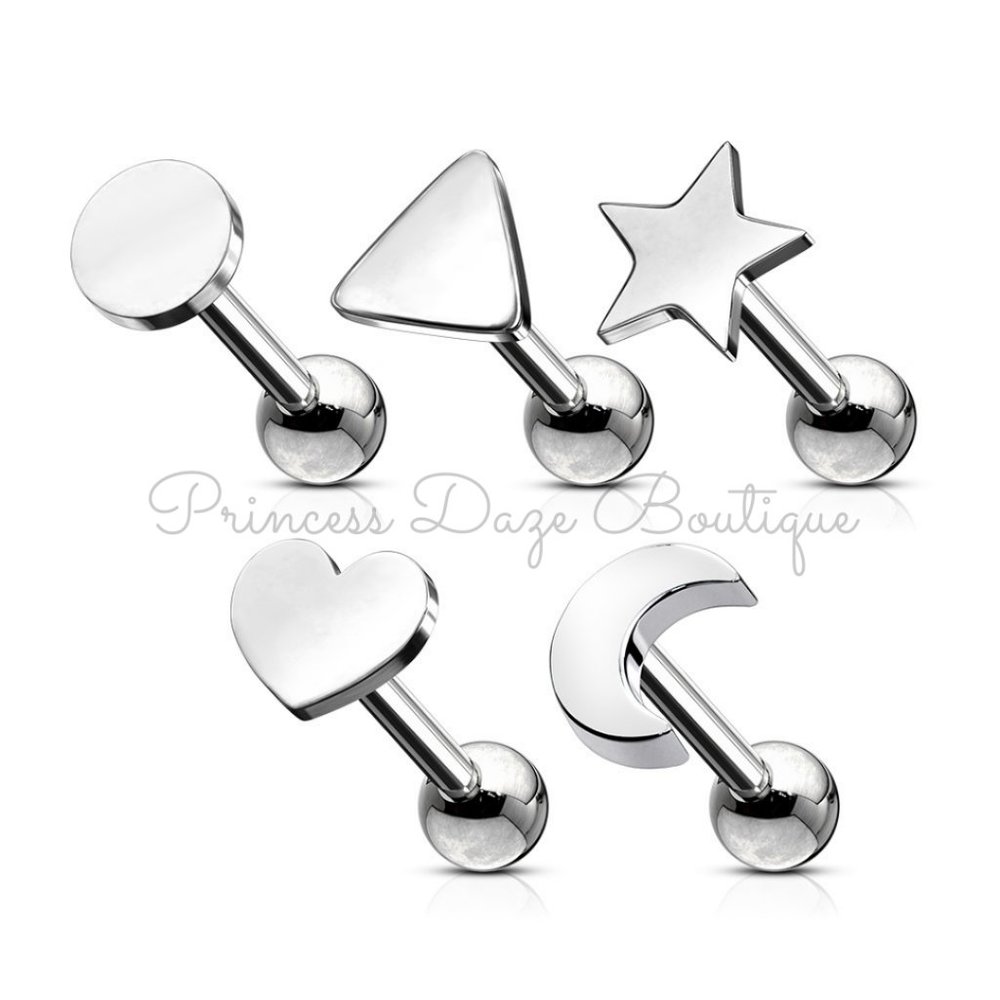 5 Silver Cartilage/ Tragus‎ Barbell Earring Studs